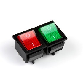 Кнопка - выключатель, квадратный, с подсветкой, МИКС