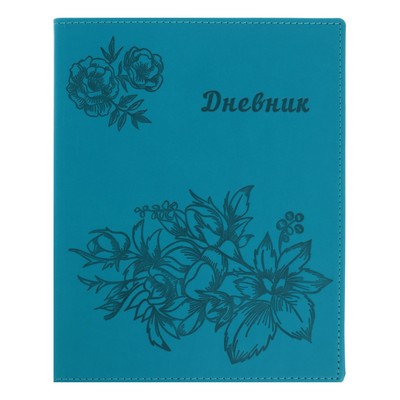Премиум-дневник универсальный, для 1-11 класса Vivella "Цветы", обложка искусственная кожа, бирюзовый