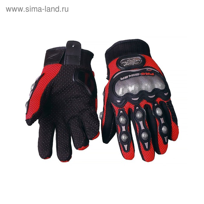 Перчатки Мото MCS-02, размер M, черно-красный - Фото 1