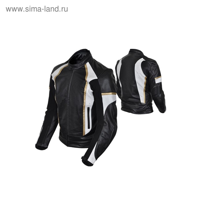 Куртка мотоциклетная, кожа, HIZER 542, размер  L, черно-белый - Фото 1