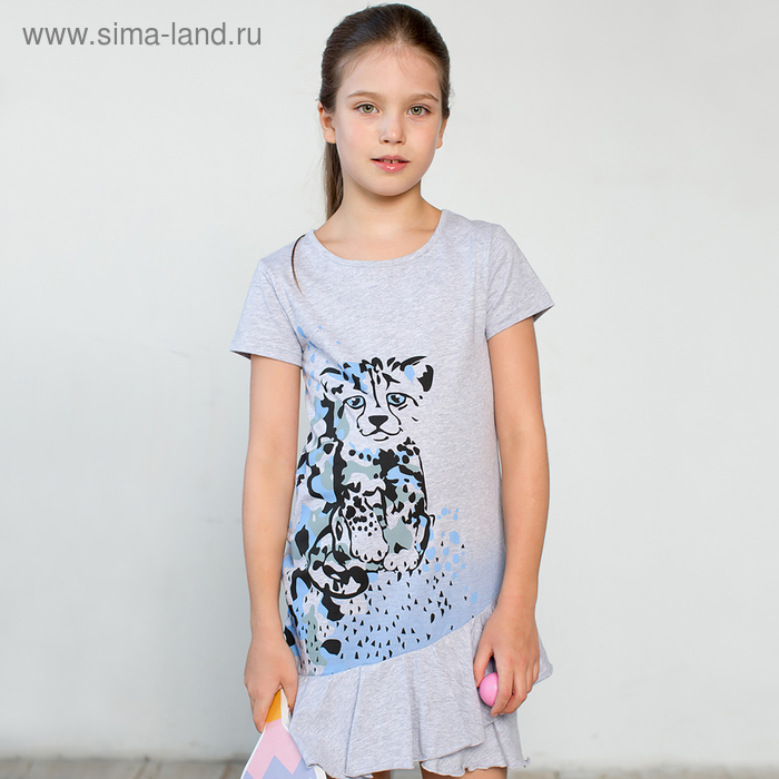 Платье для девочки, рост 122 см, цвет серый меланж 121-332-22 - Фото 1