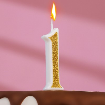 Свеча для торта "Блёстки" цифра 1, золотистая, 5,2 см