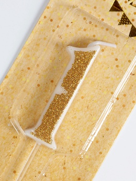 Свеча для торта с блестками «Цифра 1», золотая, 5.2 см (комплект 9 шт)