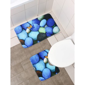 Набор ковриков для ванной и туалета Доляна «Камни», 2 шт, 38×45, 43×73 см