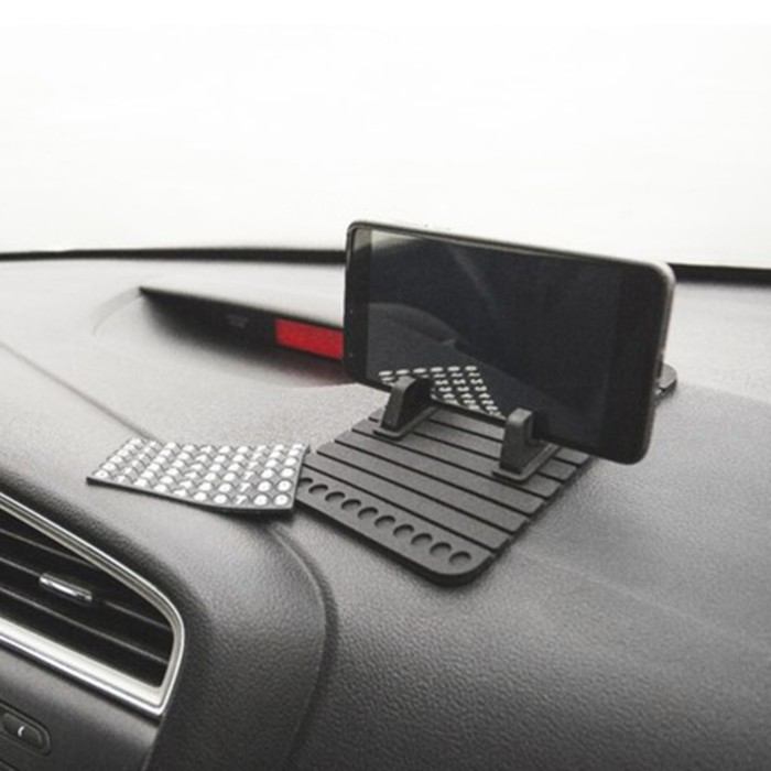 Коврик противоскользящий с подставкой под телефон и номером телефона, черный - Фото 1