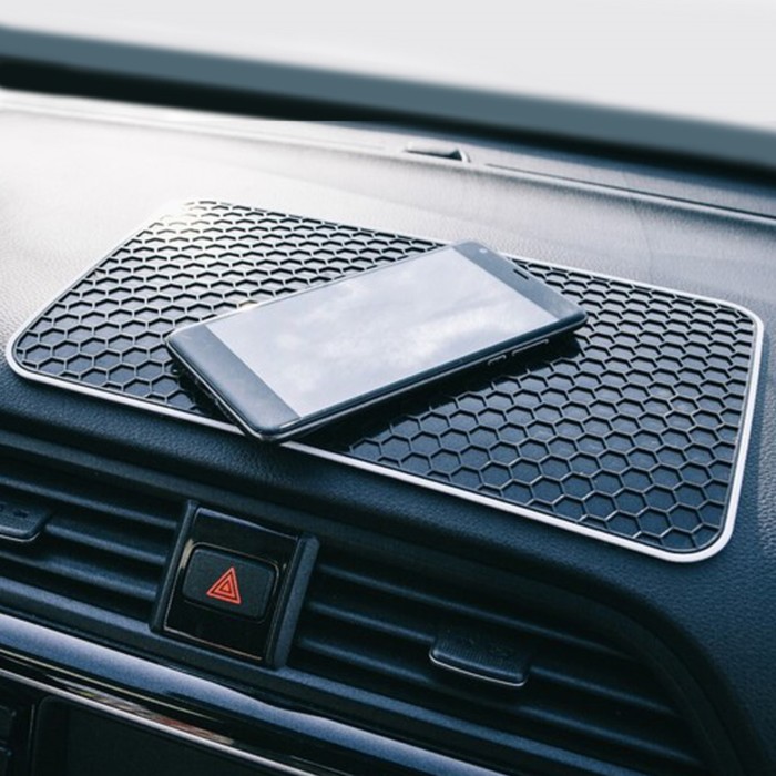 Коврик противоскользящий 27.5×17 см, соты, черный - Фото 1