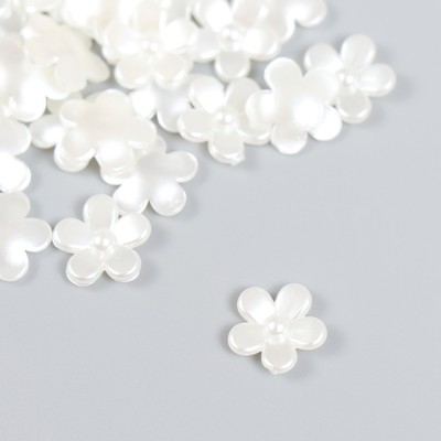 Декор для творчества пластик "Цветочек" жемчужный набор 35 шт 0,9х0,9 см