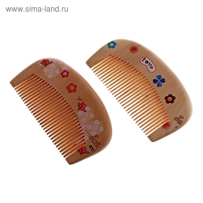 Расчёска-гребень, деревянная, цвета МИКС - Фото 1