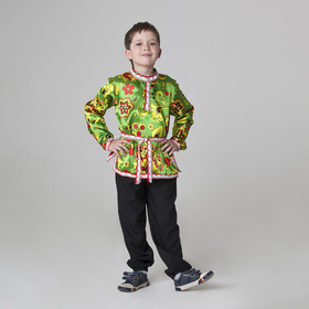 Карнавальная русская рубаха «Хохлома», атлас, р. 30, рост 110-116 см, цвет зелёный Ош