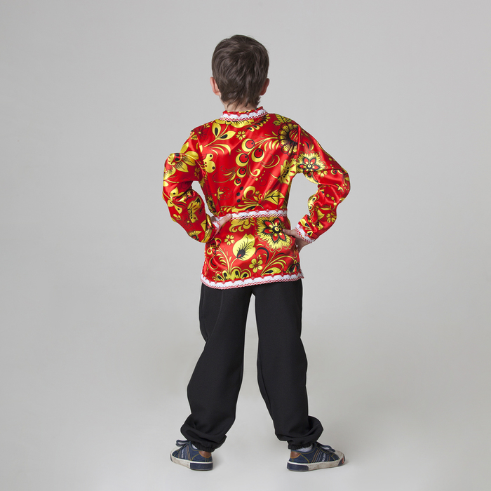 Карнавальная русская рубаха «Хохлома», атлас, р. 30, рост 110-116 см, цвет красный - фото 1877422082