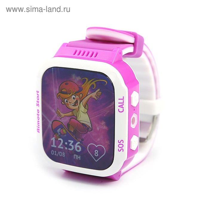 Часы умные детские Aimoto Start GPS-трекер,экстр. вызов,SOS,вызов врача,фиолетовые - Фото 1