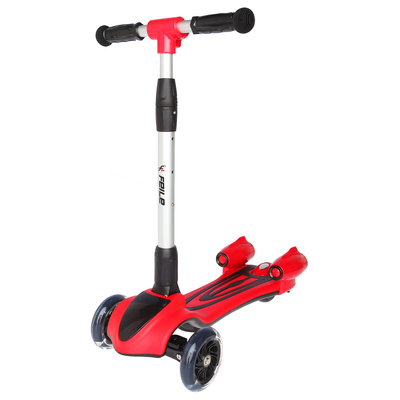 Самокат стальной FL-818, колёса PU d=120 мм, ABEC 7, свет,звук, имитация дыма, цвет красный