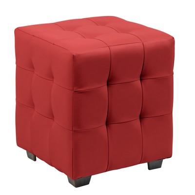 Пуф «Стенли», 400×400×420 мм, экокожа, цвет красный
