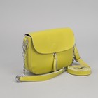 Сумка женская, отдел на молнии, 2 наружных кармана, цепь, длинный ремень, цвет жёлтый - Фото 1
