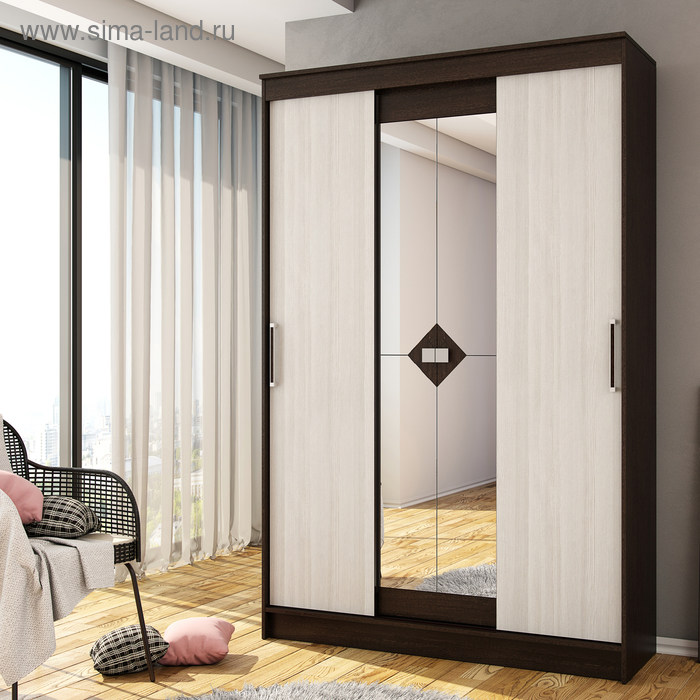 Шкаф – купе «Агат», 1400×465×2140 мм, цвет дуб венге/сосна лоредо - Фото 1