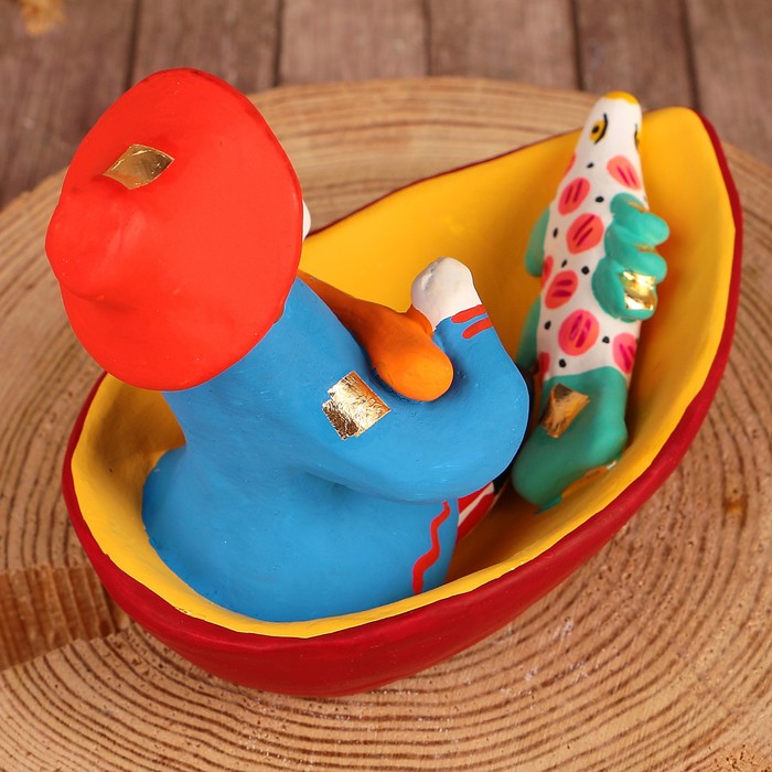 Дымковская игрушка "Мужик в лодке" - фото 1881881820