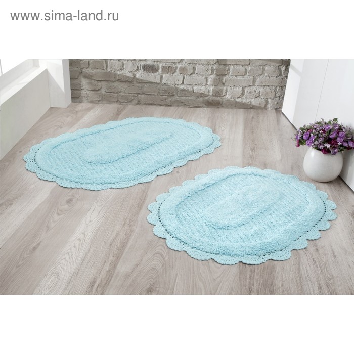 Набор ковриков Lokal, размер 60 х 100 см, 50 х 70 см, светло - бирюзовый - Фото 1