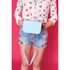 Сумка женская, отдел на молнии, наружный карман, цепь, поясной ремень, цвет голубой - Фото 7