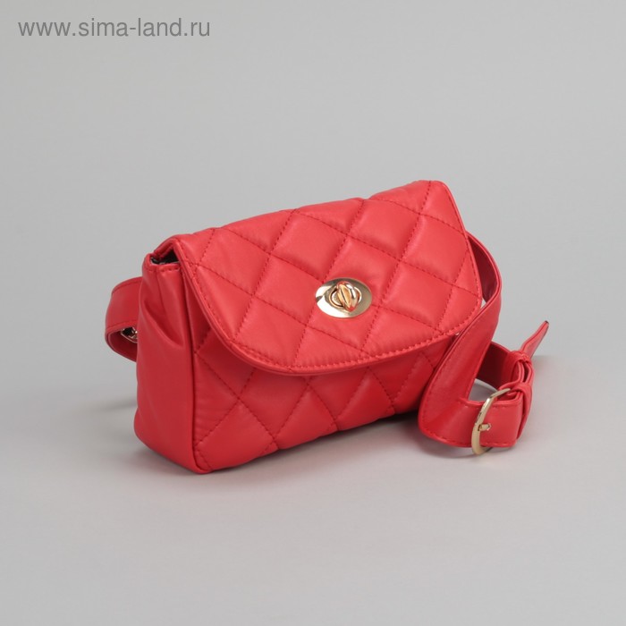 Сумка поясная, отдел с перегородкой на молнии, поясной ремень, цвет красный - Фото 1