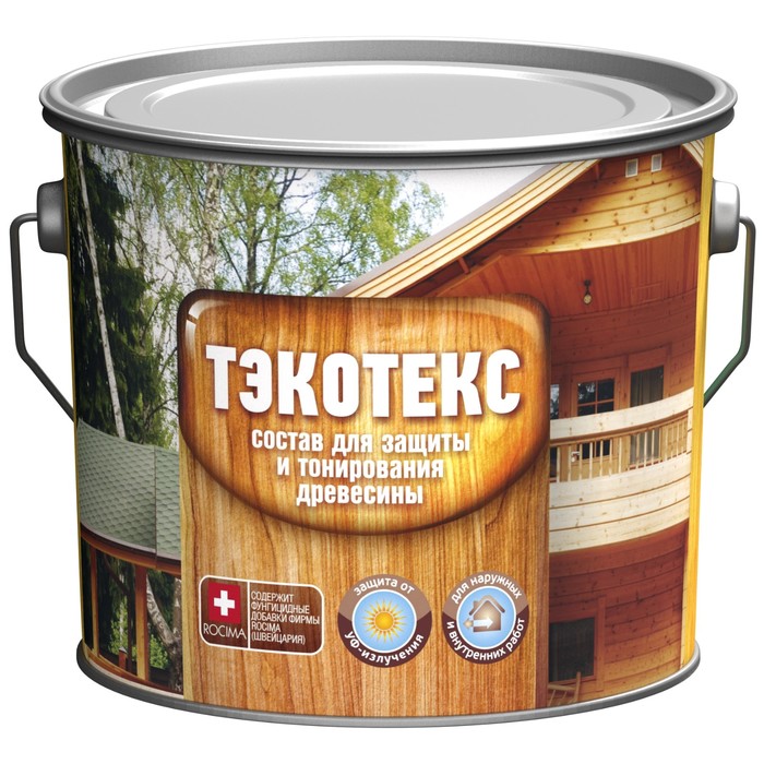 Состав ТЭКОТЕКС для защиты и тонирования древесины палисандр, ведро 2,1 кг
