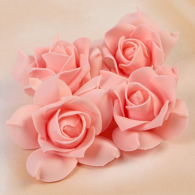 Набор цветов для декора из фоамирана, D=7,5 см, 4 шт, персиковый