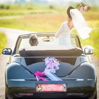 Наклейка на номер "Свадьба" цветы, розовый фон - Фото 2