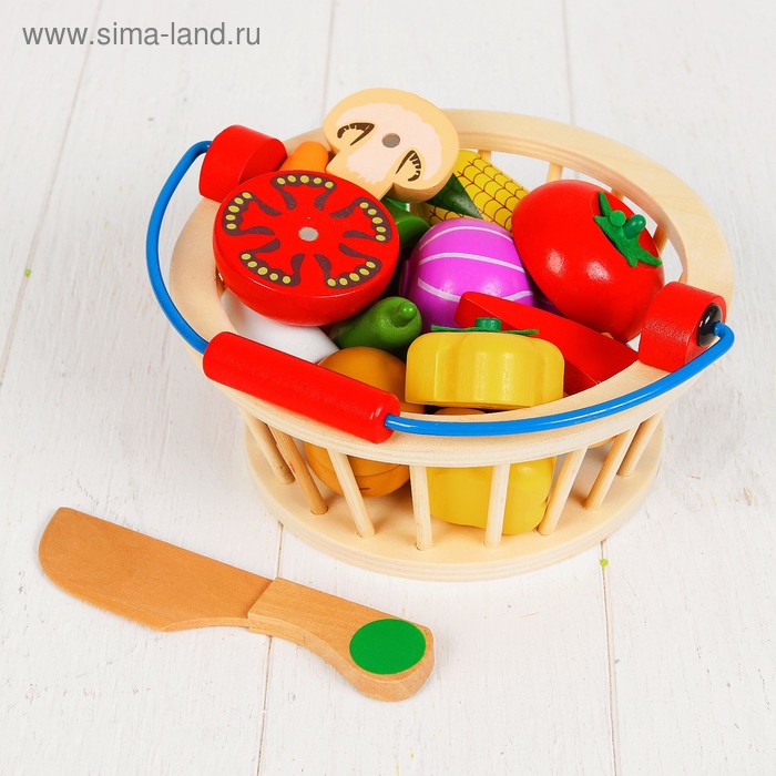 Игровой набор "Овощи в корзине", 14 овощей: 5,5 × 5 см - Фото 1