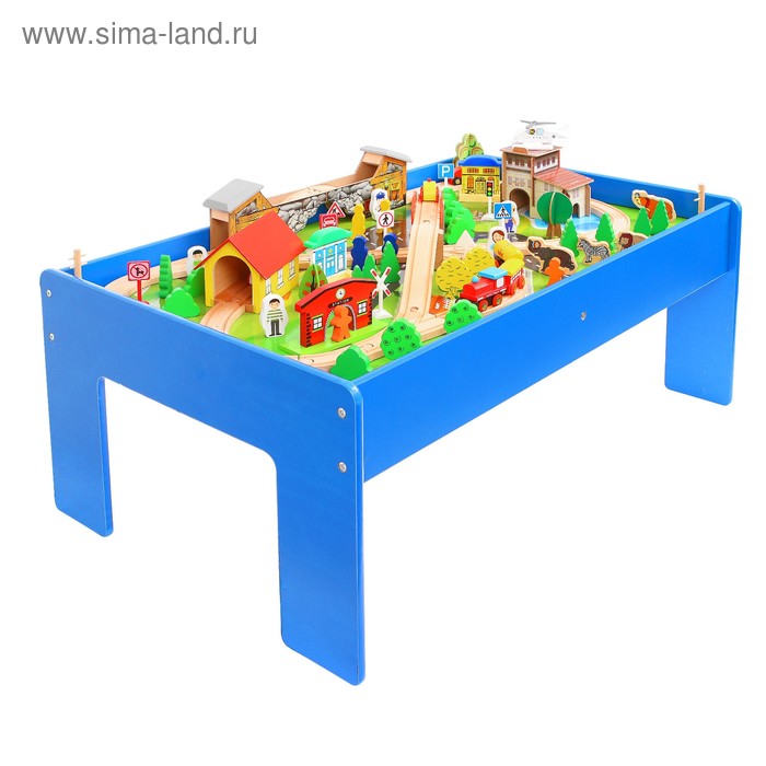 Железная дорога, 108 элементов, стол в комплекте - Фото 1