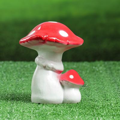 Садовая фигура "Мухоморы", керамика, 17 см