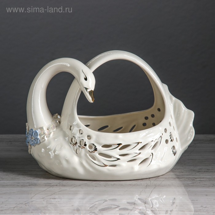Конфетница "Лебедь Камелия", белая, керамика, 16 см, микс - Фото 1