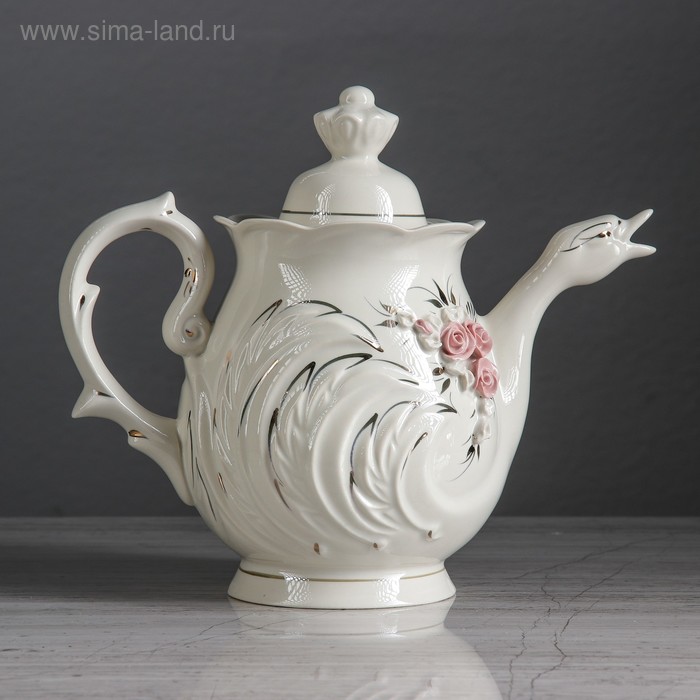 Чайник для заварки "Лебедь", белый, 1 л - Фото 1