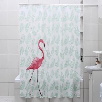 Штора для ванны Доляна «Тропический фламинго», 180×180 см, EVA