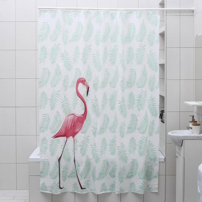 Штора для ванны Доляна «Тропический фламинго», 180×180 см, EVA - Фото 1