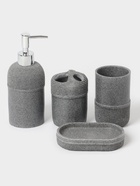Аксессуары для ванной «Лоск», 4 предмета, дозатор 200 мл, мыльница, 2 стакана, серые - Фото 1