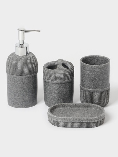 Аксессуары для ванной «Лоск», 4 предмета, дозатор 200 мл, мыльница, 2 стакана, серые