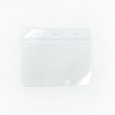 Бейдж - карман горизонтальный, внешний размер 110×90 мм, внутренний размер 105×60 мм, 25 мкр с защёлкой зип