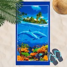 Вафельное полотенце пляжное «Дельфин» 80х150 см, разноцветный, 160г/м2,хлопок 100% - фото 10755645