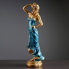 Фигура "Девушка с розой" бронза, синее платье, 15х20х55см - фото 2864777
