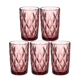 Набор стаканов 5 шт. «Круиз» 350 мл 8×8×12.5 см, розовый УЦЕНКА 3602223
