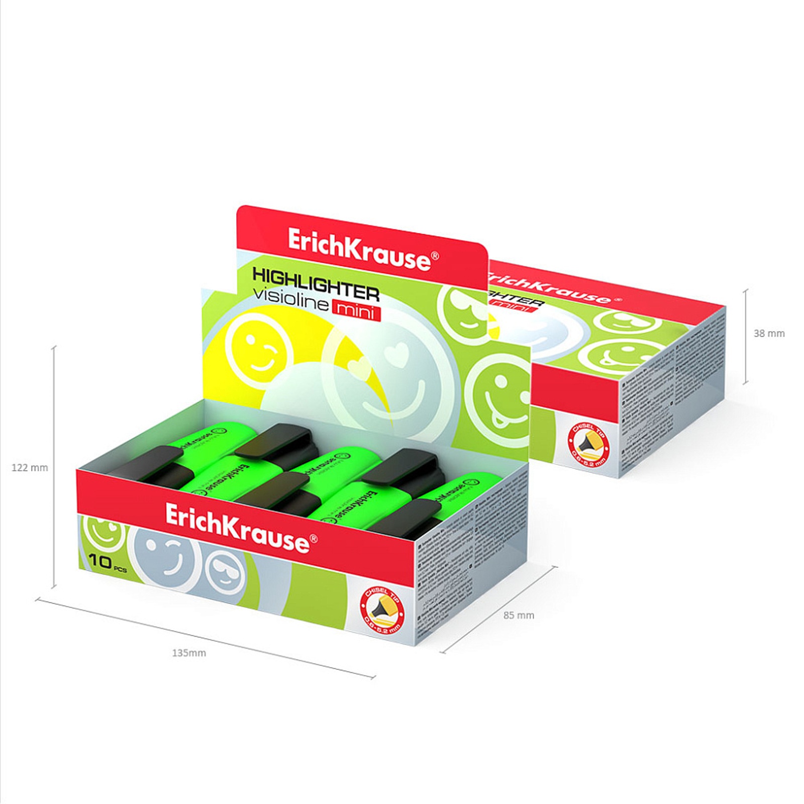 Маркер текстовыделитель ErichKrause Visioline Mini, 0.6-5.2 мм ...