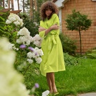 Халат вафельный женский Экономь и Я рукав 3/4, размер 46-48, салатовый, 100% хлопок, 200 г/м² - Фото 1