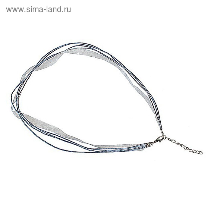 Шнурок из 4 нитей с лентой, с удлинением, цвет серый - Фото 1