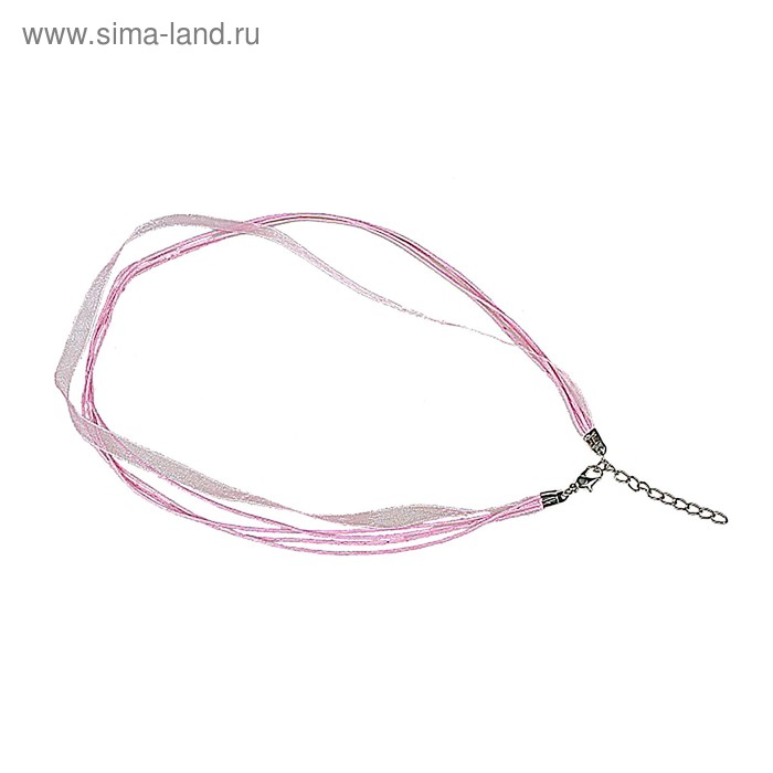 Шнурок из 4 нитей с лентой, с удлинением, цвет розовый - Фото 1