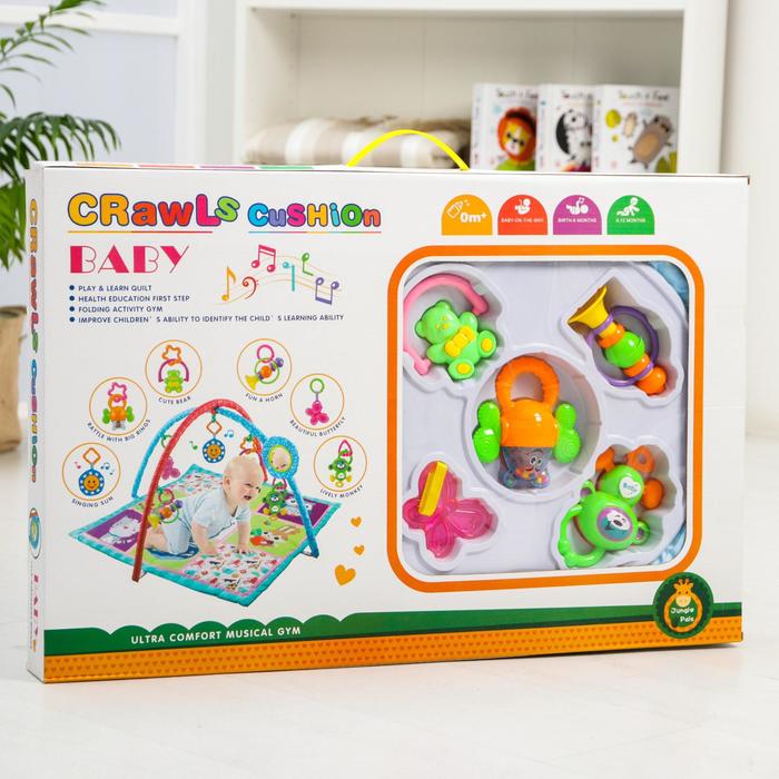 Развивающий коврик «Ежик и друзья», с дугами и погремушками 43378