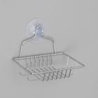 Мыльница на присоске Доляна, 12,5×9×9 см, цвет хром - фото 53662376