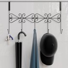 Вешалка на дверь на 5 крючков Доляна «Вензель», 38×22.5×10 см, чёрная - Фото 2