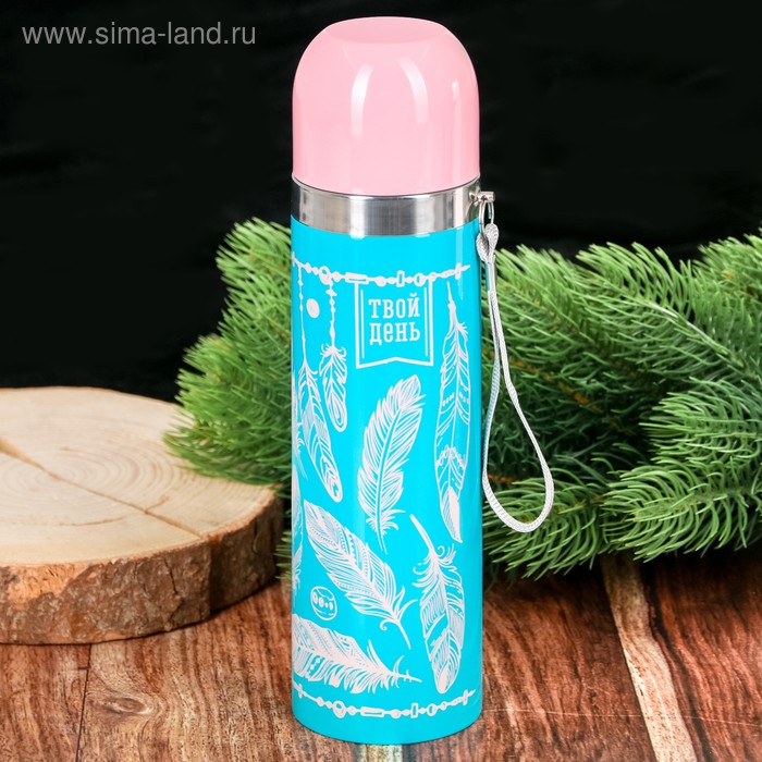 Термос «Перья», 500 мл, время сохранения тепла 18 ч - Фото 1