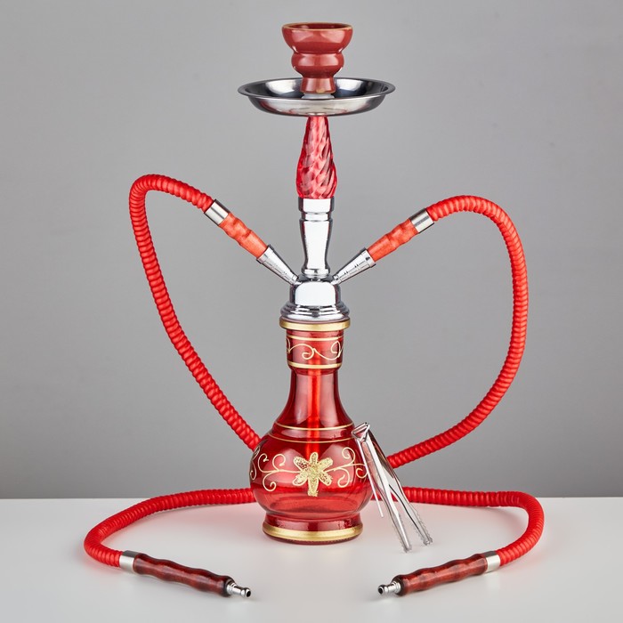 Кальян «Илхами», 42 см, 2 трубки, красный - Фото 1