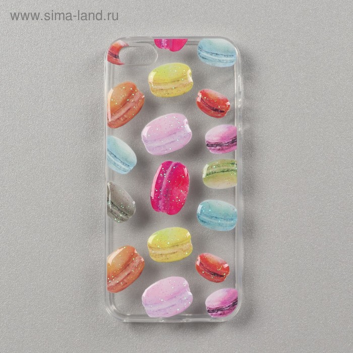 Чехол LuazON "Макаруны" для телефона iPhone 5/5s, силиконовый, прозрачный - Фото 1