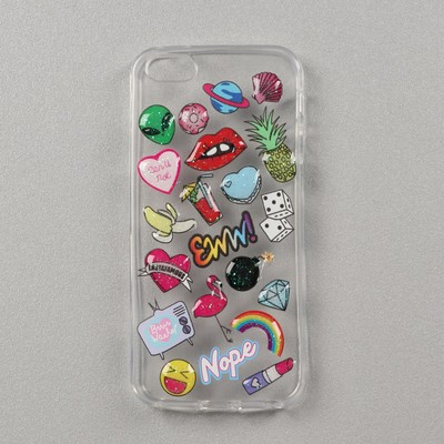 Чехол LuazON "Эмодзи" для телефона iPhone 5/5s, силиконовый, прозрачный